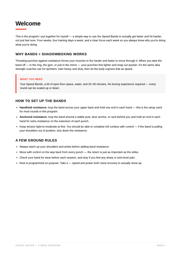 Strike Faster - program overview page